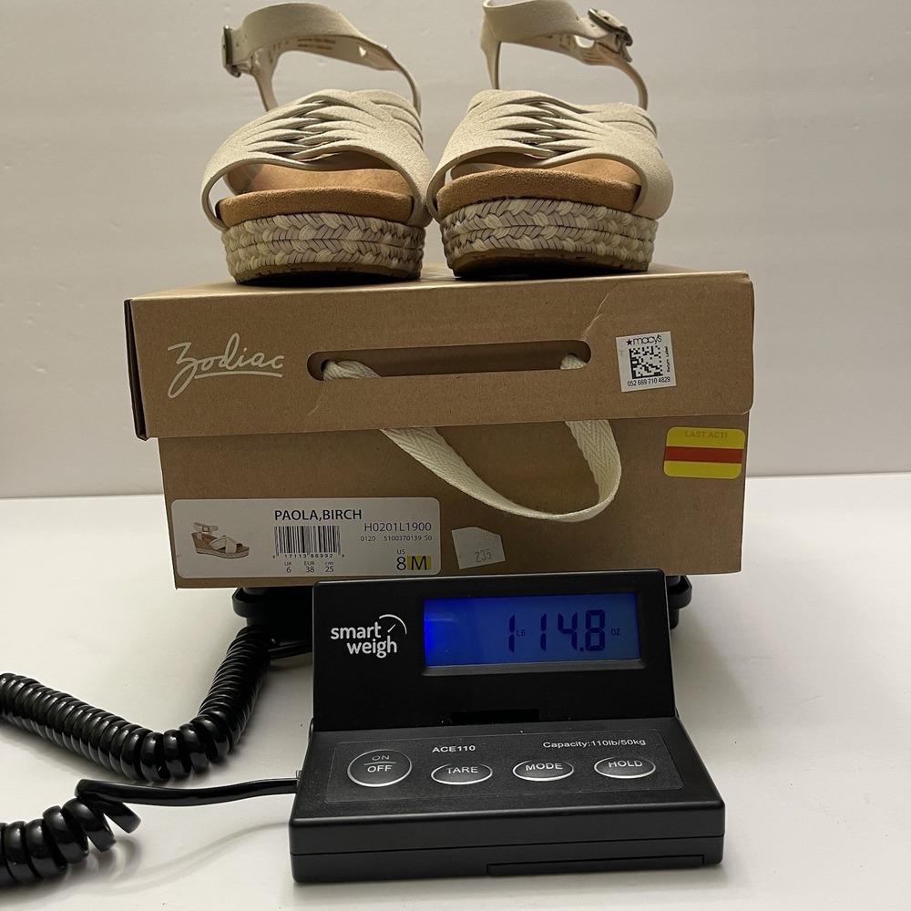 ZODIAC‎ Paola Beige Birch Platform Cork  Wedge Leather Sandals Womens 8M - Picture 10 of 12
